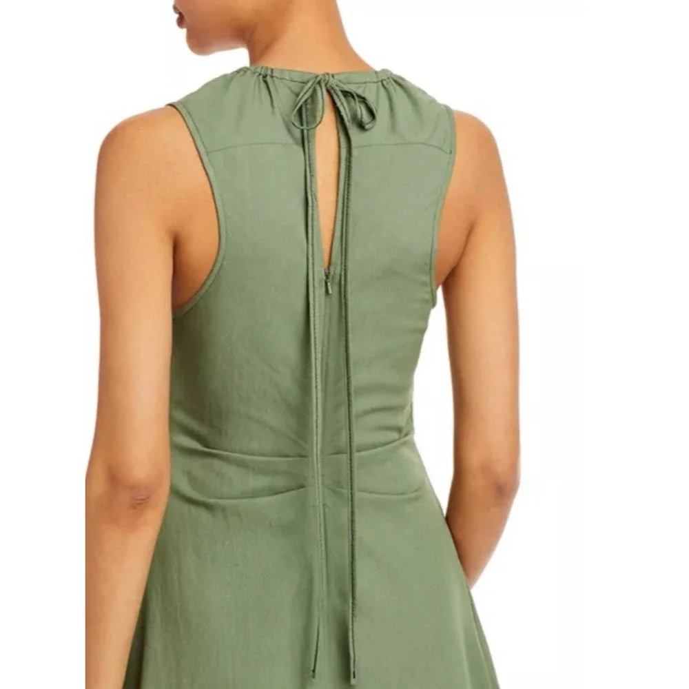 NWT Proenza Schouler White Label Drawstring Neck Midi Dress Green US 6